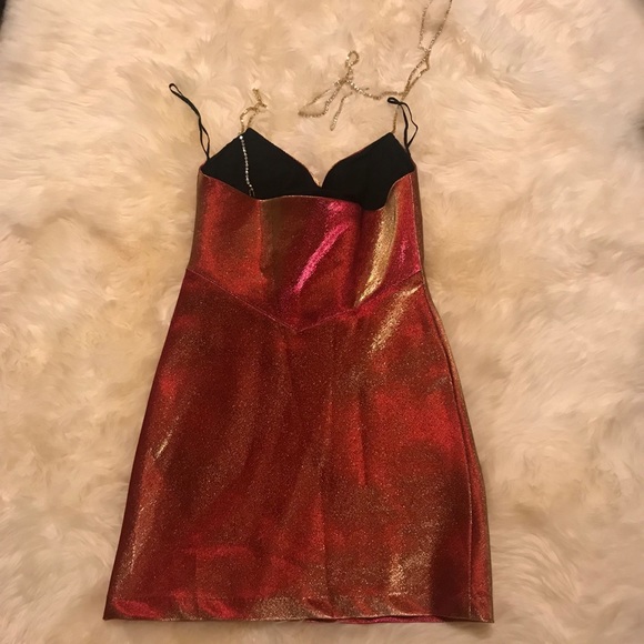 SOLD.AREA NYC Crystal Choker iridescent Dress - Picture 6 of 8